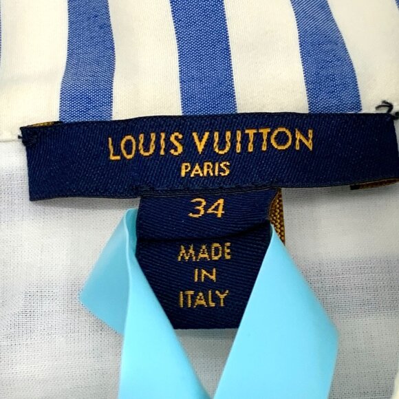Louis Vuitton Striped Sleeveless Side Button Shirt Size 34 XXS Cotton & Silk - Picture 2 of 8